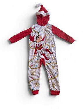 The Elf on the Shelf Girls Merry & Bright Christmas Front-Zip Onesie Hoodie 6